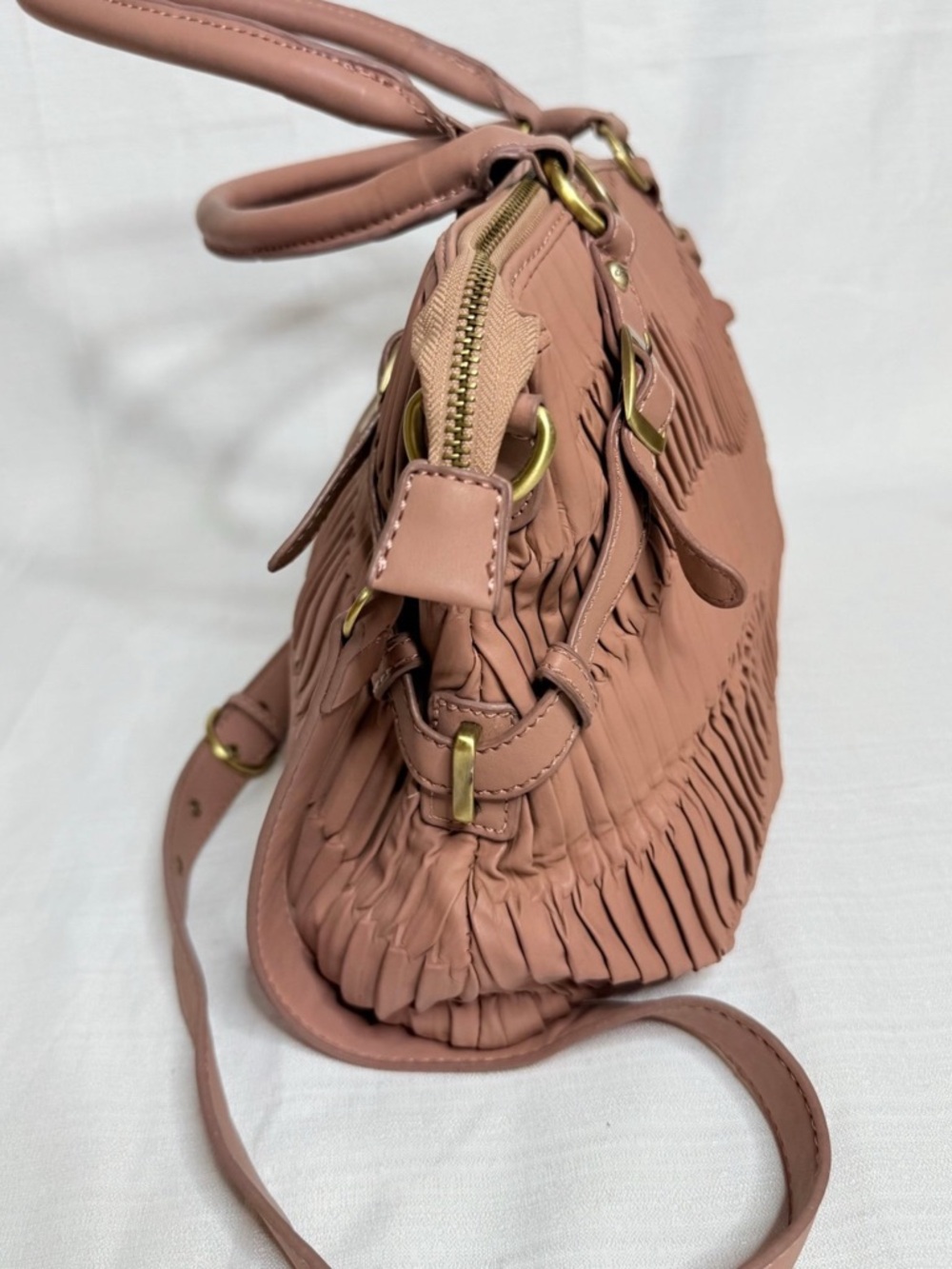 COACH 2WAY Madison Gathered 2-Way Tote Leather Handbag Blush Pink Crossbody - Picture 10 of 12